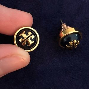Tory Burch Navy Blue and Gold earrings